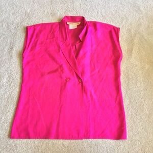 Vintage Joanie Char 100% Silk Women's Pink Sleeveless Top